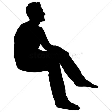 Silhouette Of A Man, Man Silhouette, Moon Silhouette, Silhouette Painting, Man Sitting, Vector Stock, Photoshop Actions, Human Silhouette, A Man