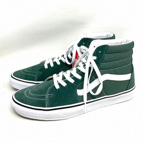 Sporty Green High-top Vans Sneakers, Green Vans Skate Shoes With Round Toe, Vans Green High-top Skate Shoes, Urban Vans High-top Skate Shoes, Green Slip-on Vans Skate Shoes, Vans Sk8 Hi, Vans Skate, Men Suede, Nike Air Max Tn