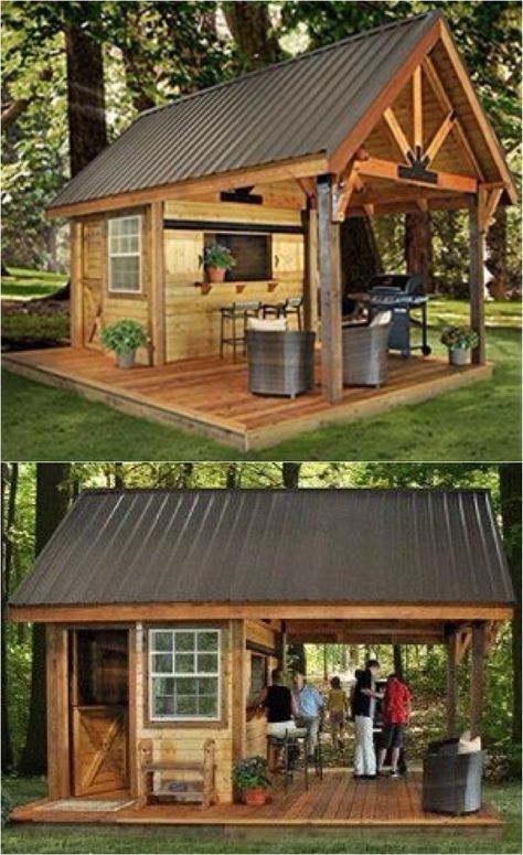 Party Shed w/Open Bar Party Shed, Design Per Patio, Outside Kitchen, Backyard Storage Sheds, Bar Shed, Outdoor Kitchen Bars, Backyard Storage, Outdoor Pavilion, Backyard Pavilion