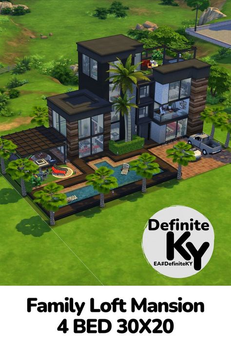 Download from Patreon/EA gallery #DefiniteKY Sims 4 Houses Layout 30x20, Sims House Ideas Layout, House Design Sims 4, Sims House Ideas, Houses Layout, Sims 4 Modern House, Sims 4 Houses Layout, Sims Challenge, Sims Free Play