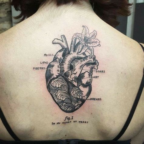 Real Heart Tattoos, Tattoos Black And White, Human Heart Tattoo, Tattoos Colorful, Realistic Heart Tattoo, Black And White Tattoos, Anatomical Tattoos, Tattoos Abstract, Tattoos Nature