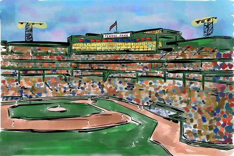 Fenway Park Boston Baseball Sports Landmarks Boston Red - Etsy Boston Illustration, Fenway Park Boston, Boston Baseball, City Sketch, Baseball Art, Fenway Park, City Illustration, Park Art, Sports Art