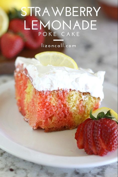 Strawberry Lemonade Poke Cake, Easy Strawberry Lemonade, Strawberry Lemonade Cake, Lemonade Cake, Fun Dessert, Lemon Cake Mixes, Seasonal Fruit, Amazing Desserts, Poke Cake Recipes