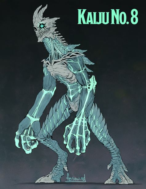 Humanoid Kaiju Concept Art, Kaiju Character Design, Kaiju Art Character Design, Kaiju Oc Art, Kaiju Number 8, Kaiju No 8 Characters, Kaiju No 8 Fanart, Kaiju Aesthetic, Human Kaiju