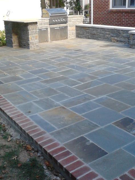 Edges Ideas, Brick Border, Slate Patio, Raised Patio, Bluestone Patio, Outdoor Patio Designs, Patio Garden Design, Patio Flooring, Brick Pavers