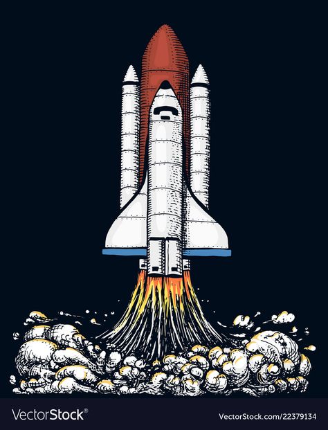 Rocket Drawing Aesthetic, Space Ships Drawing, Space Shuttle Drawing, Rocket Sketch, Rocket Painting, Astronaut Vector, Rocket Illustration, Rocket Drawing, Rocket Launching