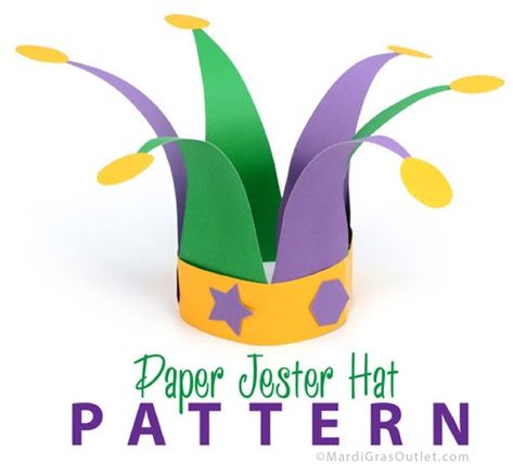 Mardi Gras paper crafts are a fun creative activity for children. This three-dimensional jester hat can be made with some colorful construct... Mardi Gras Crafts For Kids, Jester Hat Pattern, Mardi Gras Activities, Mardi Gras Centerpieces, Mardi Gras Crafts, Jester Hat, Mardi Gras Party, Creative Activities For Kids, Creative Activities