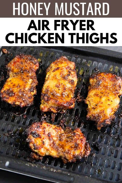 Air Fryer Honey Mustard Chicken, Air Fryer Boneless Chicken Thighs, Honey Mustard Chicken Thighs, Mustard Chicken Thighs, Mustard Chicken Recipes, Air Fryer Chicken Thighs, Honey Mustard Chicken, Mustard Chicken, Boneless Chicken Thighs