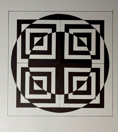 Illusion Design, Zen Tangle, Ink Pens, Design Square, Illusion Art, Optical Illusion, Creative Thinking, Op Art, Art Plastique