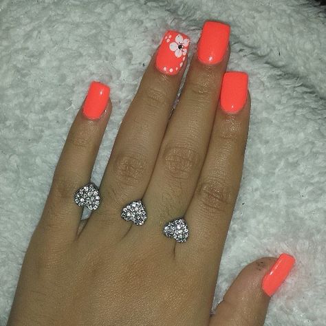 Accent Nail Designs, Cruise Nails, Toenail Designs, Orange Nail Designs, Orange Nail, Nail Board, Coral Nails, Fingernail Designs, Meaningful Tattoo