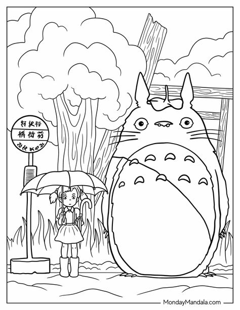 22 Studio Ghibli Coloring Pages (Free PDF Printables) Coloring Page Studio Ghibli, Kiki's Delivery Service Coloring Page, Cute Coloring Pages Free Printable Aesthetic, Totoro Coloring Pages Free Printable, Studio Ghibli Coloring Pages Howl, Gibli Studio Coloring Pages, Drawings To Colour In, Ghibli Colouring Pages, My Neighbor Totoro Coloring Pages