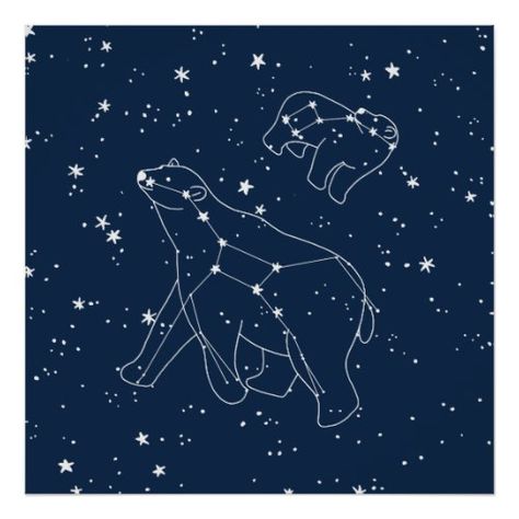 Great Bear Constellation Nursery Poster Bear Constellation Tattoo, Constellation Nursery, Bear Constellation, Bear Nursery Art, Constellation Poster, Ursa Minor, Constellation Art, Constellation Tattoo, 동화 삽화