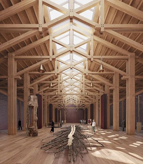 Sarah Hilden Art Museum, Pietro Colonna Architect – Beta Architecture Architecture Site Plan, Wood Truss, Timber Roof, Wood Roof, Sacred Architecture, Project Site, Broken Window, Timber Structure, Urban Fabric