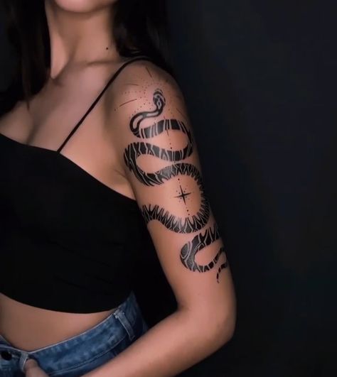 Snake Upper Arm Tattoo Women, Snake Tattoos Upper Arm, Snake Arm Tattoo Women, Upper Arm Snake Tattoo, Snake On Arm Tattoo, Upper Arm Shoulder Tattoo, Snake Bicep Tattoo, Arm Tattoo Snake, Snake Shoulder Tattoo