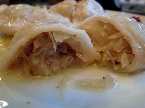 cabbage-perogies-inside Sauerkraut Perogies, Ukraine Dishes, Perogi Casserole, Ukrainian Perogies, Ukraine Recipes, Potato Perogies, Ukrainian Dishes, Ukrainian Desserts, Chicken Makhani