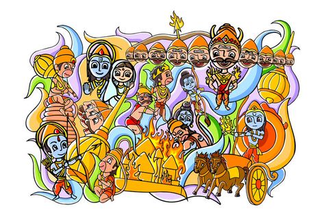 Illustration about Vector illustration of Happy Dussehra doodle drawing for mobile application. Illustration of epic, culture, dussehra - 59465724 Indian Demon, Application Illustration, Indian Deities, Art Competition Ideas, Indian Illustration, Happy Dussehra, Happy Navratri, Indian Folk Art, Google Doodles