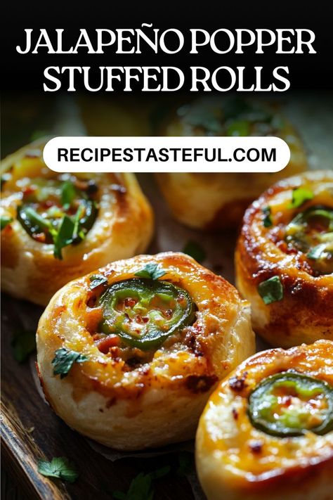 These Jalapeño Popper Stuffed Rolls are creamy, cheesy, and packed with a mild jalapeño kick. Perfect as a snack, appetizer, or party treat, these rolls deliver all the flavors of jalapeño poppers without the bacon! Jalapeno Popper Bagels, Jalapeno Crescent Rolls, Jalepeno Popper Pin Wheels, Jalapeño Rolls, Crescent Roll Bread, Jalapeno Rolls, Jalapeno Popper Appetizer, Stuffed Rolls, Grub Hub