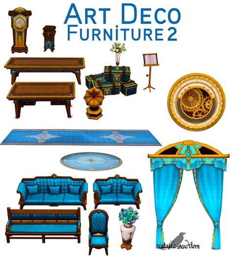 Art Deco furniture pt 2 | Patreon Sims 4 Art Deco, Sims 4 Art, Deco Sims, Sims 4 Cc Patreon, Sims 4 Decades Challenge, Cc Patreon, Sims Medieval, Medieval Furniture, Sims 4 Anime