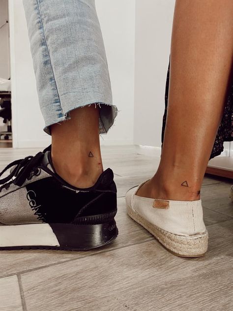 Tattoo For Three Friends, Small Triangle Tattoo, Friendship Tattoo, Strong Friendship, Triangle Tattoos, Friendship Tattoos, Three Friends, The Triangle, Ankle Tattoo