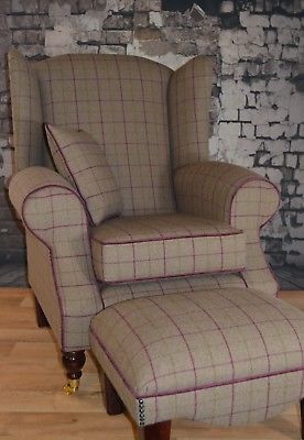 Cottage Armchair, Tartan Chair, Cottage Chairs, Brown Tartan, Fireside Chairs, Hearth Room, Cottage Living Rooms, Tartan Fabric, Stylish Chairs