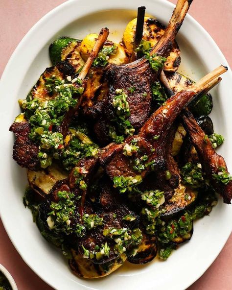 Grilled Lamb Chops with Charred Jalapeño Chimichurri Pear And Prosciutto, Grilled Lamb Chop Recipes, Prosciutto Crostini, Lamb Loin Chops, Grilled Recipes, Grilled Lamb Chops, Chimichurri Recipe, Lamb Chop Recipes, Lamb Chop