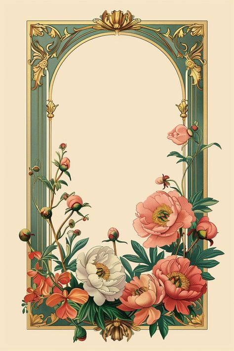 Art Nouveau Frame Illustration, Aesthetic Invitation Background, Invite Aesthetic, Vintage Invitation Template, Aesthetic Wedding Invitation, Art Nouveau Aesthetic, Vintage Inspired Wedding Invitations, Art Nouveau Wedding Invitation, Wedding Illustration Card