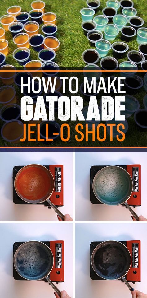 These Gatorade Jell-O Shots Are The Most Important Football Snack Of All Time Bowl Desserts, College Drinks, Adult Snacks, Alcohol Games, Jell O Shots, Birthday Games For Adults, Healthy Superbowl Snacks, Bowl Party Food, Football Snacks