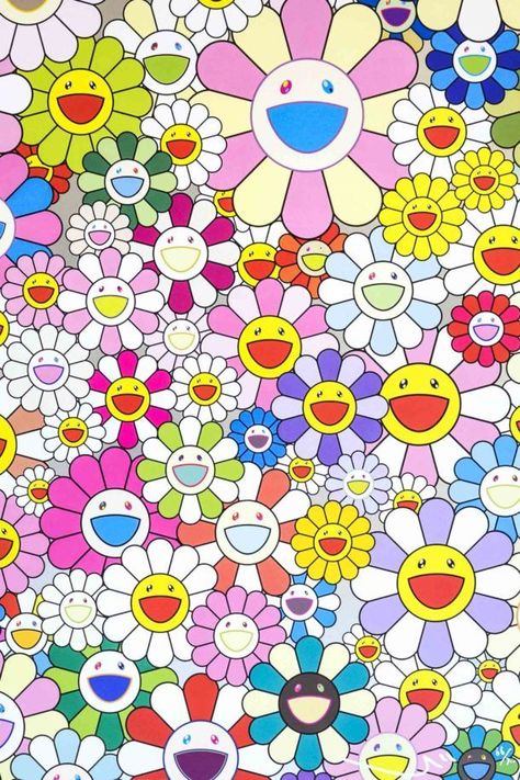 Takashi Murakami Art, Takashi Murakami Flower, Foto Muro Collage, Murakami Flower, Superflat, Trippy Wallpaper, Japon Illustration, Takashi Murakami, Hippie Wallpaper