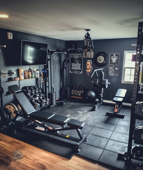 Mini Gym At Home, Dojo Design, Basement Gym Ideas, Small Home Gym Ideas, Home Gym Basement, Small Home Gym, Home Gym Setup, Home Gym Garage, Mini Gym