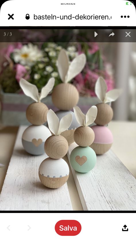 Easter Diy Decor, Easter Decoration Diy, Oster Diy, Wooden Easter Bunny, Ostern Diy, Diy Osterschmuck, Diy Frühling, Wood Beads Diy, Easter Wood Crafts