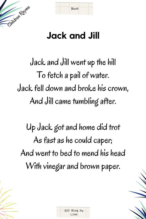 Jack And Jill Nursery Rhyme, Poem For Kids, Inspirational Poetry, English Stories For Kids, Funny Poems, Poetry For Kids, Kids Poems, One Tap, Abc For Kids