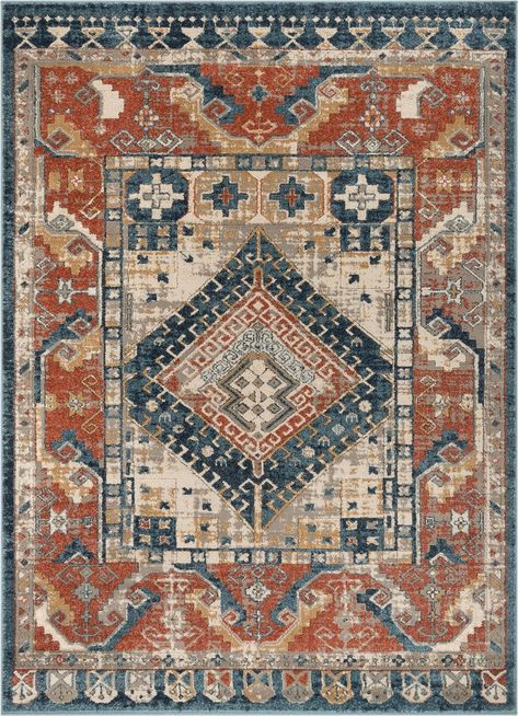 House Color Palette, Medallion Area Rug, Affordable Area Rugs, Blue Rugs, African Home Decor, Vintage Medallion, Warm Colour Palette, 5x7 Area Rug, Well Woven