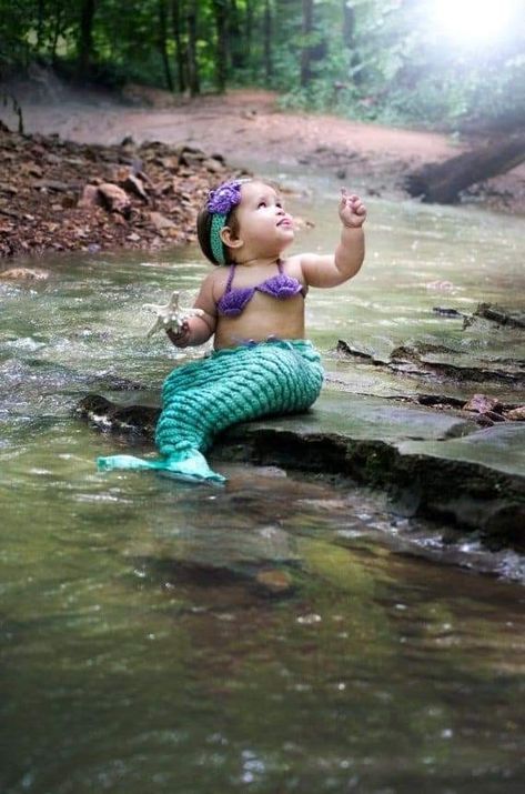 Mermaid Photo Shoot, Mermaid Purple, Mermaid Photography, 1st Birthday Photoshoot, Mermaid Photos, Sea Mermaid, Mermaid Outfit, Infant Photography Props, Pirate Birthday