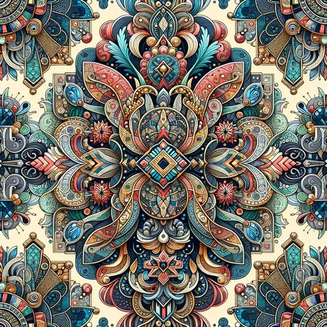 Discover 'Intricate Symmetry', an artistic blend of ornamental prestige and vibrant geometrics. This luxe digital pattern is a confluence of mandalas, paisley, and steampunk inspirations, intricately designed for the pinnacle of high-end fashion. Elevate your wardrobe with this harmonious, sophisticated design. Mandala Artwork, Sophisticated Design, High End Fashion, Digital Pattern, Paisley, Wardrobe, Pattern, Quick Saves, Design