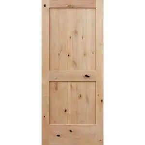 Rustic 24 in. x 80 in. 2-Panel Knotty Alder Unfinished Tan Craftsman Wood Interior Door Slab Craftsman Interior Door, Knotty Alder Interior Doors, Two Panel Interior Door, White Craftsman, Pine Interior Doors, Solid Wood Interior Door, Craftsman Interior, Prehung Interior Doors, Panel Interior Doors