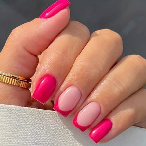 Temu | Explore the Latest Clothing, Beauty, Home, Jewelry & More Rose Pink Nails, Nails Rose, Short Fake Nails, Press On Nails Short, Stick On Nails, Girls Nails, Nails Short, French Tip Nails, Short Acrylic Nails