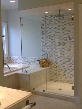 tile - shower to tub transition, marble bench Bath Shower Combo, L Shaped Bathroom, Bath Shower Combination, Bathtub Shower Combo, L Shaped Bath, Small Shower Remodel, Shower Tub Combination, Master Bath Shower, Loft Bathroom