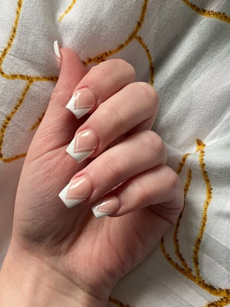 V Cut French Tip Nails Short, V French Tip Nails Short, V Tips Nails Coffin, V Cut French Tip Nails, V French Nails, French Tip Short, Diagonal Nails, Triangle Nails, White French Nails