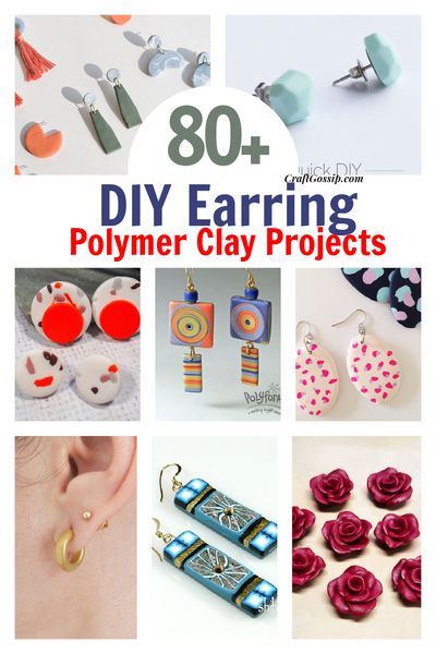 80+ DIY Earrings you can make with Polymer Fimo Clay. #clay #fimo #polymerclay #earrings #jewelry Diy Earrings Fimo, Clay Earrings Diy Tutorials, Polymer Clay Earring Ideas, Clay Earring Ideas, Diy Polymer Clay Earrings, Polymer Clay Projects Diy, Make Polymer Clay Earrings, Easy Polymer Clay, Diy Polymer Clay