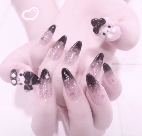 Jirai Nails, Jirai Kei Nails, Trip Nails, Retro Nails, Asian Nails, Jirai Kei, Really Cute Nails, Kawaii Nails, Cute Nail Designs