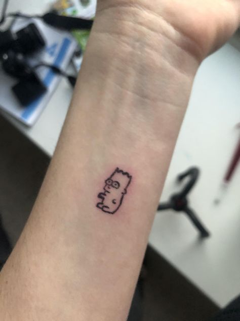 Gummy Bart Tattoo, Gummy Bear Bart Simpson Tattoo, Gummy Bart, Gummy Bear Tattoo, Small Stick And Poke Tattoo, Simpsons Tattoo, Stick Poke Tattoo, Funky Tattoos, Small Tattoos With Meaning