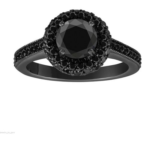 Black Diamond Engagement Ring Vintage Style 14K Black Gold 1.80 Carat... ($1,725) ❤ liked on Polyvore featuring jewelry, rings, vintage style engagement rings, round engagement rings, gold rings, 14k ring and black diamond engagement rings Black Diamond Engagement Ring Vintage, Pave Setting Engagement Ring, Natural Blue Diamond, Black Diamond Engagement Ring, Black Diamond Engagement, Engagement Ring Vintage, Round Engagement Rings, Vintage Style Rings, Diamond Engagement Rings Vintage