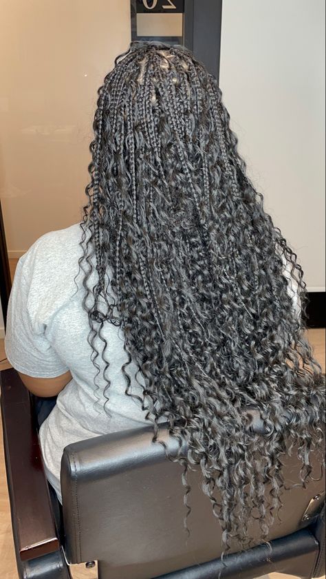 Medium Bohemian Knotless Braids, Boho Goddess Box Braids, Braids 2022, Black Kids Braids Hairstyles, Braiding Hairstyles, Black Wedding Hairstyles, Cute Box Braids, Braids Ideas, Big Box Braids Hairstyles