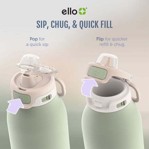 REFILL WITH EASE: PATENTED QUICK FILL™ TECHNOLOGY. Elevate your hydration experience with the Pop & Fill insulated stainless steel water bottle featuring a convenient push-button lid and a secure locking mechanism. The innovative leak-proof Quick Fill™ lid pops open for easy refills, making inconvenient twist caps a thing of the past. Equipped with a silicone spout and internal straw, Pop & Fill gives you the option to sip easy or chug effortlessly, catering to your every hydration need. Plus, p Leak Proof Water Bottle, Hydration Bottle, Stainless Water Bottle, Carbonated Drinks, Meal Prep Containers, Soft Autumn, Water Bottle Design, Kids Water Bottle, Locking Mechanism