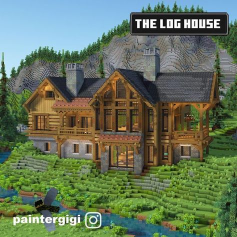 Big Cabin Minecraft, Renovated Minecraft Village, Minecraft Lodge Log Cabins, Minecraft Scandinavian House, Minecraft Logging Mill, Minecraft Lodge House, Minecraft Vacation House, Minecraft House Mansion, Minecraft House Build Ideas