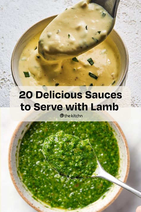 Looking for sauces to pair with lamb? From creamy tzatziki to herby chimichurri, here are 20 delicious sauces for lamb. Lamb Chop Dipping Sauce, Sauces For Lamb Roast, Sauce For Rack Of Lamb, Lamb Appetizers For Party, Mint Sauce For Lamb Chops, What To Serve With Lamb Roast, Lamb Medallions Recipes, Creamy Lamb Chops, What To Serve With Rack Of Lamb