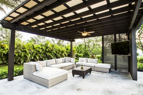 Pergola with TV Pergola With Tv, Pergola Deck, Tv Ideas, Cheap Pergola, Building A Pergola, Modern Pergola, Pergola Attached To House, Backyard Pergola, Deck With Pergola