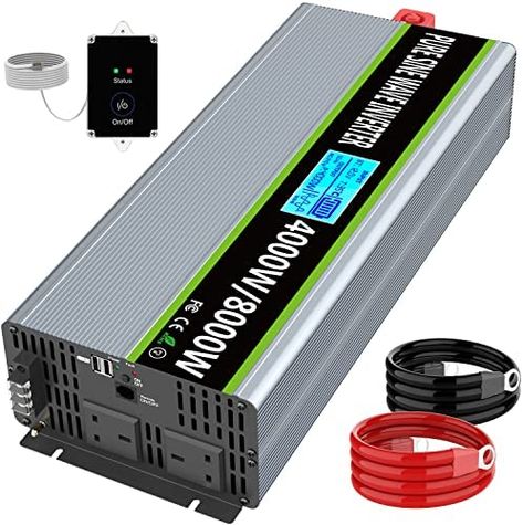 Pure Sine Wave Inverter 4000W Power Inverter 12V to 240V AC Car Converter 2 x AC Outlets & 2 x 3.4A USB Port & High Current AC Port with LCD Display & Remote Control for RV Truck Car: Amazon.co.uk: Business, Industry & Science Rv Truck, Live Wire, Power Inverter, Sine Wave, Truck Car, Electrical Appliances, Mechanical Engineering, Electronic Devices, Electrical Equipment