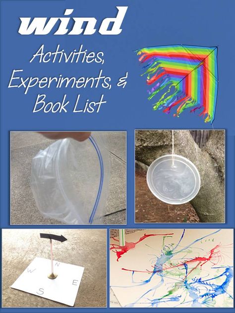 Wind Activities, Experiments, & Book List - March is the perfect month to do a learning unit on wind.  Here are some suggested activities & experiments along with a book list. http://lessons4littleones.com/2016/03/16/free-wind-experiments-activities-and-book-list/ Wind Activities, Weather Experiments, Weather Activities Preschool, Early Childhood Education Resources, O Block, Preschool Weather, Weather Wind, Middle School Science Experiments, Weather Projects