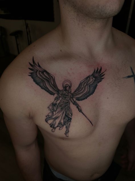 Tattoo idea Archangel Gabriel Tattoo, Gabriel Tattoo, Archangel Tattoo, Saint Gabriel, Archangel Gabriel, Tattoo Idea, Tatting, Tattoo Ideas, Tattoos